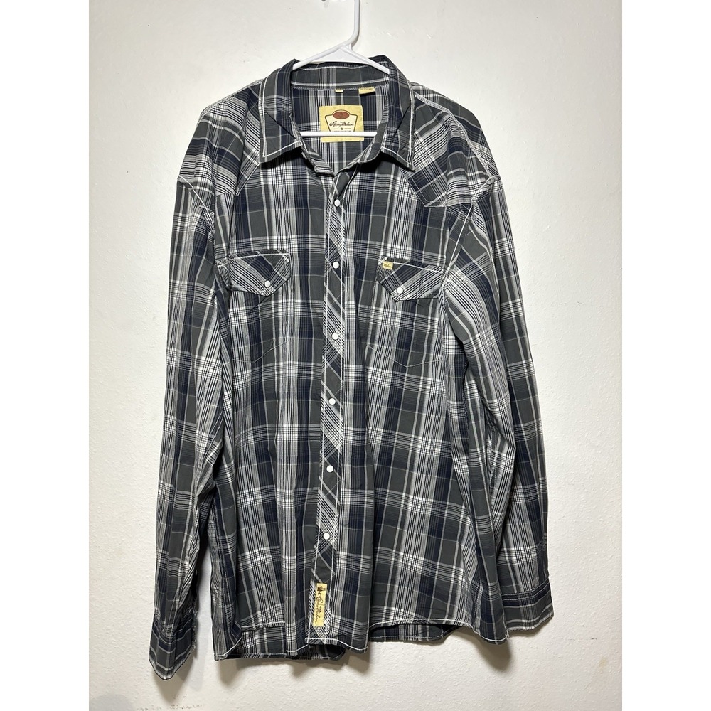 Larry Mahan Cowboy Collection Mens 3XL Plaid Button Down Pockets